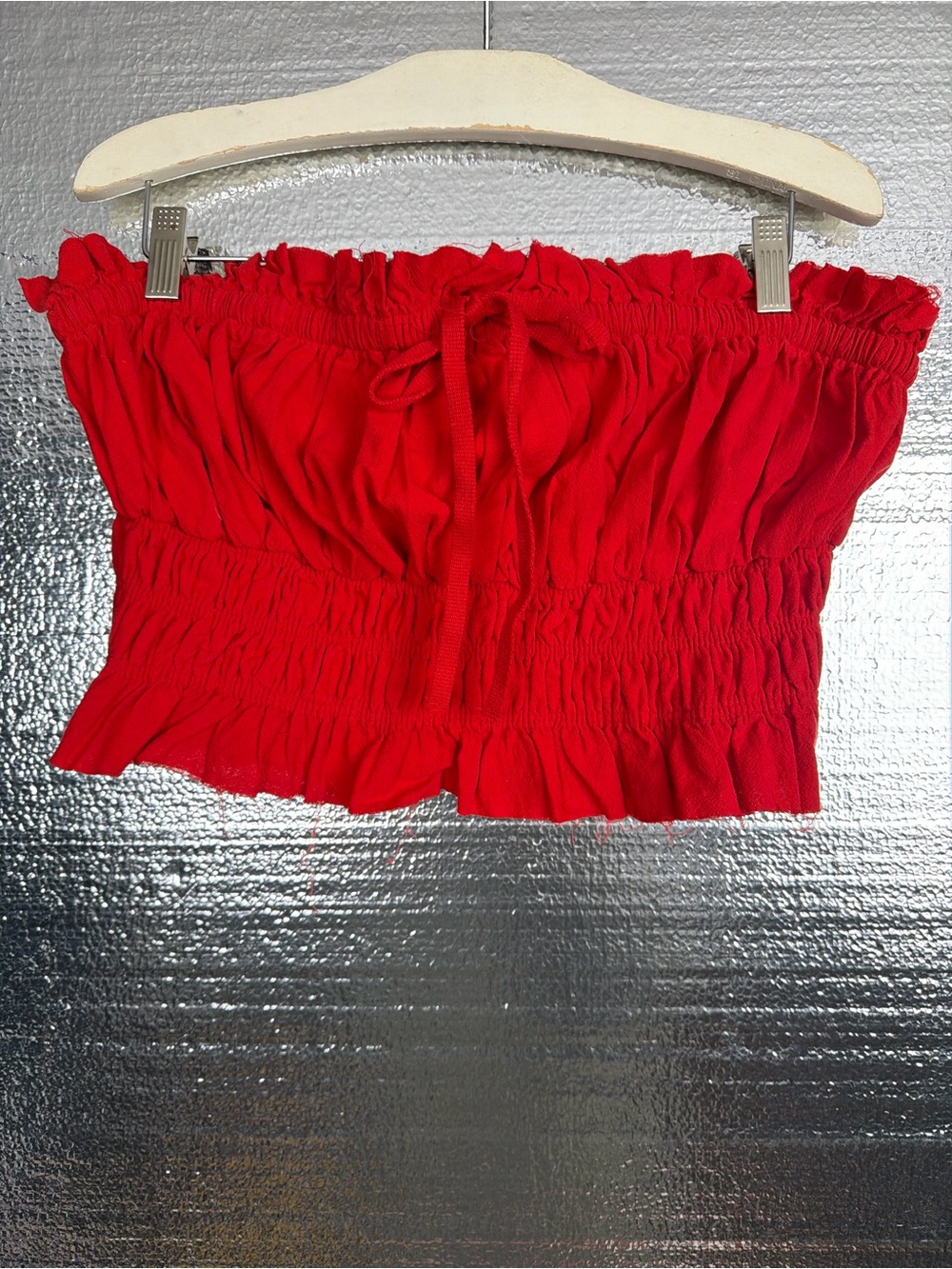 Free People Red Ruffle Tube Top